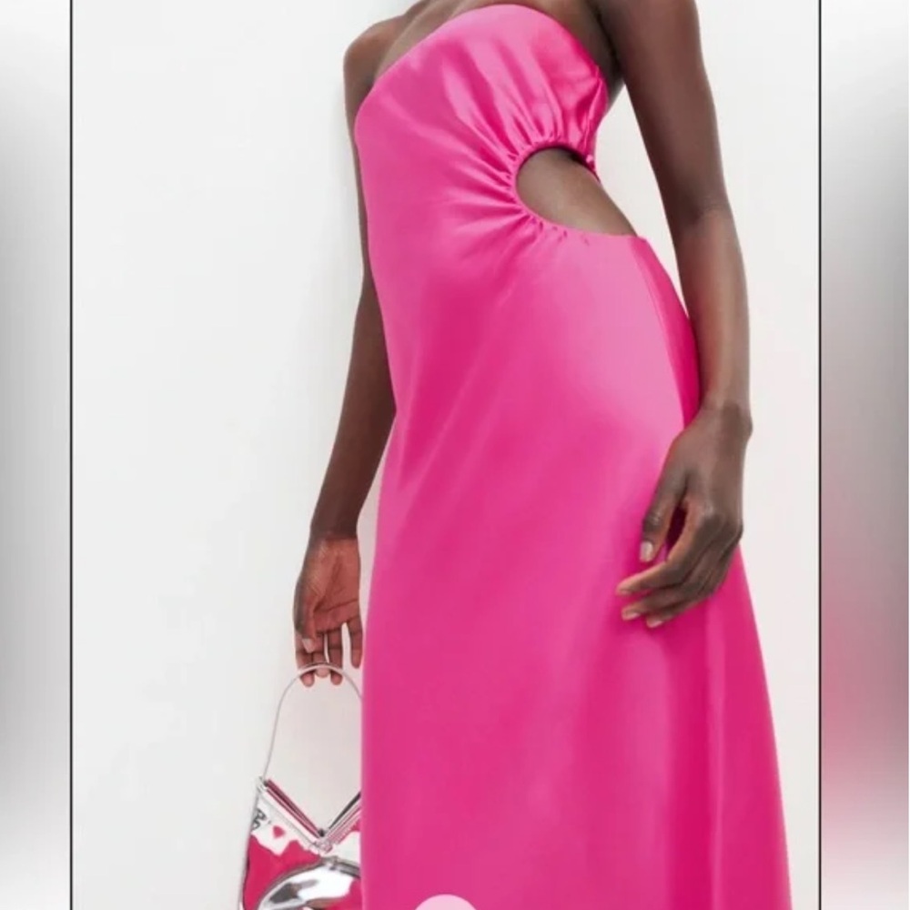 Reformation Nevaeh Flambê Strapless Gown Size M Pink Elegant Feminine Chic - Picture 3 of 12